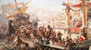 Las naumaquias, las batallas navales en el Coliseo